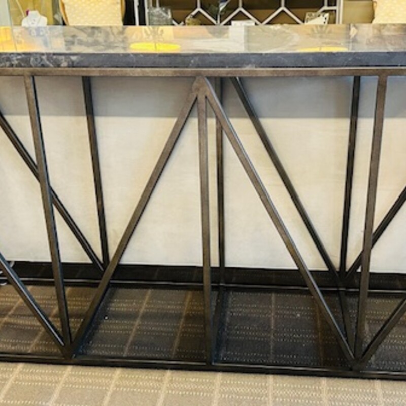 Curated Truss Marble & Metal Console Table<br />
Gray Bronze Size: 68 x 18 x 37H<br />
Retails: $1559<br />
Universal Furniture