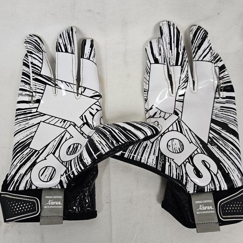 Adidas Football Receiver Gloves, Black & White, Size: Mens Med, pre-owned