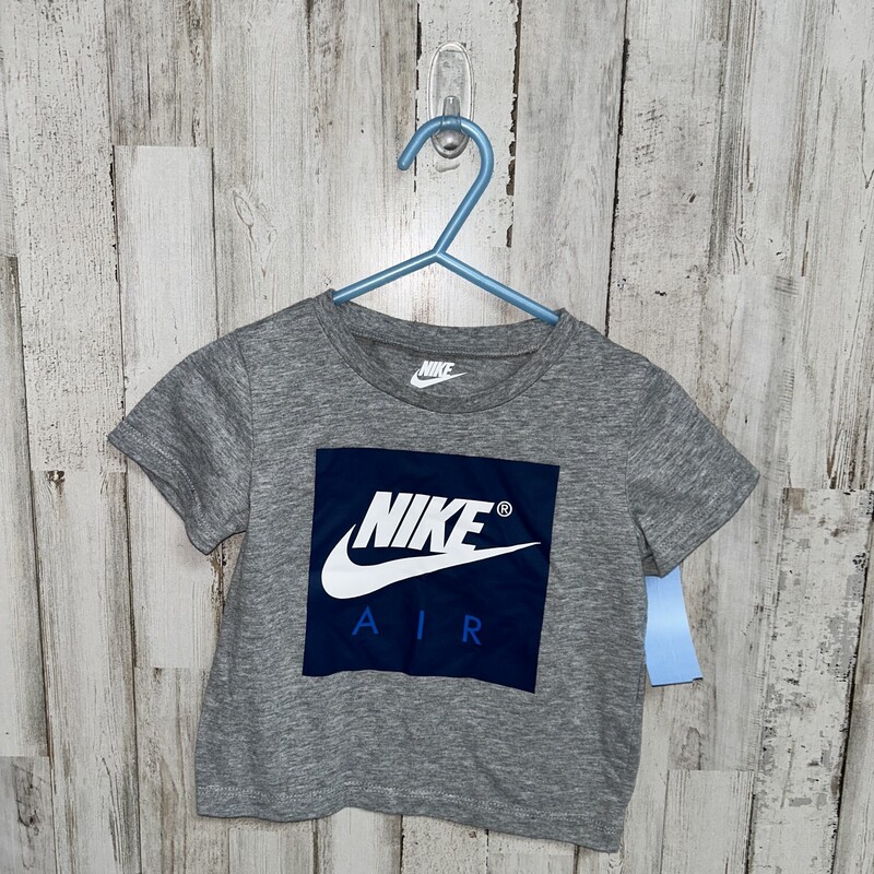 18M Grey/Navy Logo Tee, Grey, Size: Boy 12-24m