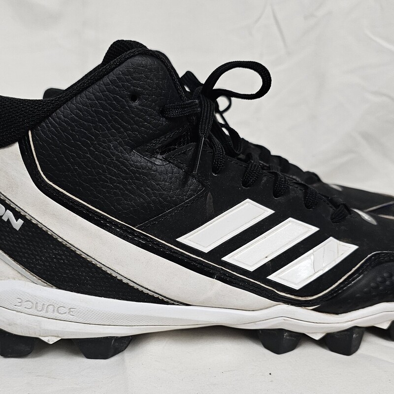 Adidas Icon 7 Mid Baseball Cleats, Mens Size: 8.5, Black & White, Rubber, Pre-owned