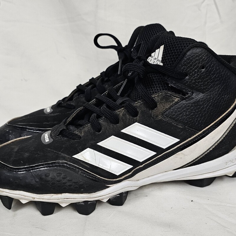 Adidas Icon 7 Mid Baseball Cleats, Mens Size: 8.5, Black & White, Rubber, Pre-owned