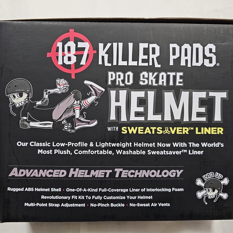 187 Killer Pads Pro Skate Helmet, Black, Size: XL, New