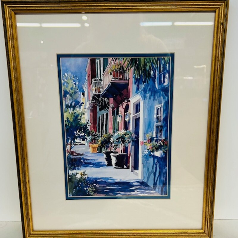 Victoria Platt Ellis Charleston Watercolor Artwork
Blue Pink Green Gold Size: 13 x 15H