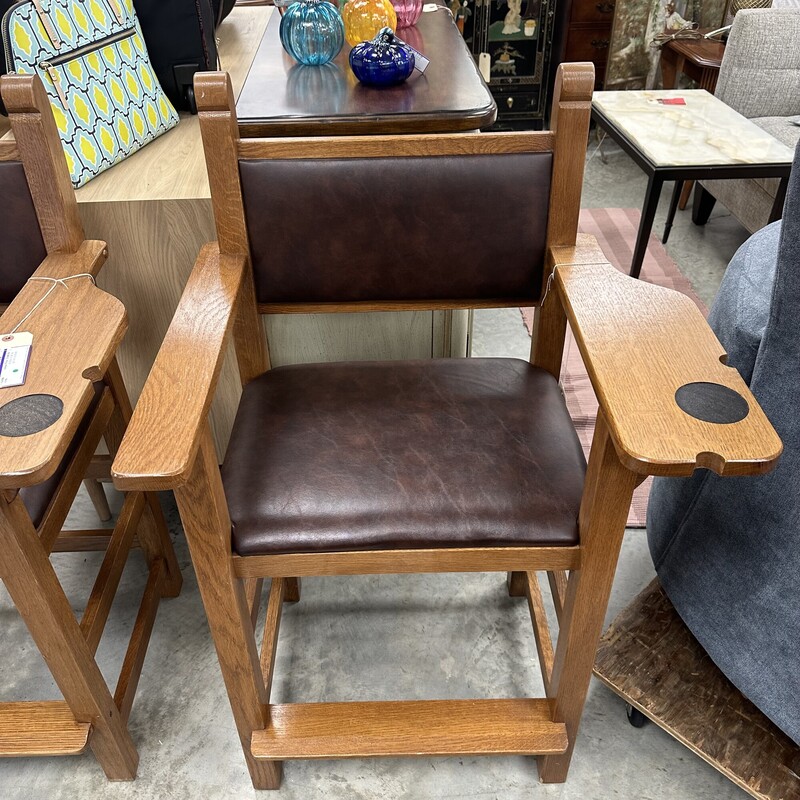 Two Billiard Chairs, Brown. Sold together as a PAIR.
Size: 24in H