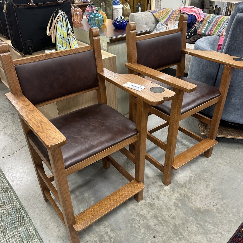 Two Billiard Chairs, Brown. Sold together as a PAIR.
Size: 24in H