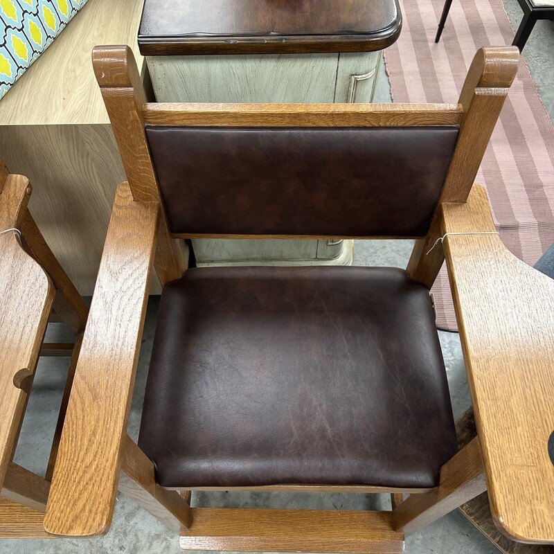 Two Billiard Chairs, Brown. Sold together as a PAIR.<br />
Size: 24in H