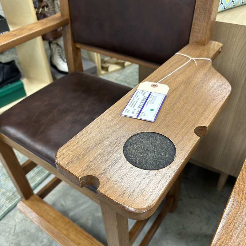 Two Billiard Chairs, Brown. Sold together as a PAIR.<br />
Size: 24in H