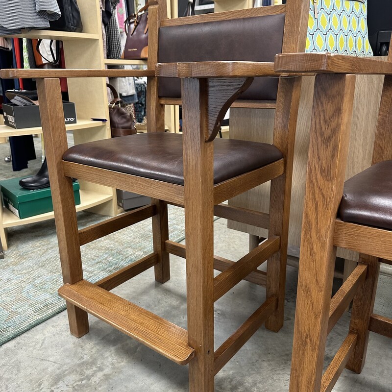 Two Billiard Chairs, Brown. Sold together as a PAIR.<br />
Size: 24in H