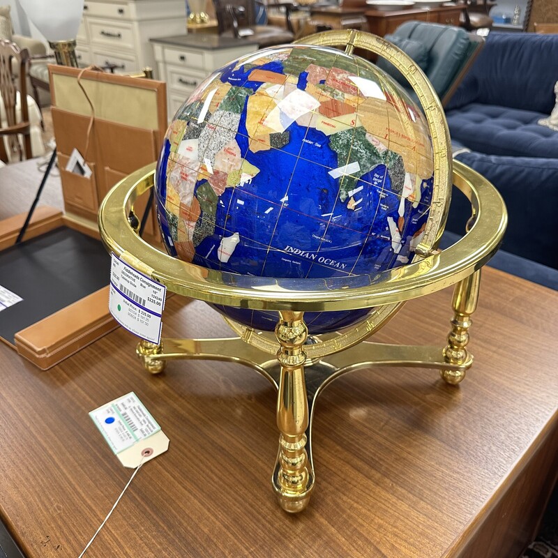 Tabletop Semiprecious Globe, with Metal Stand... gorgeous colors!
Size: 18in