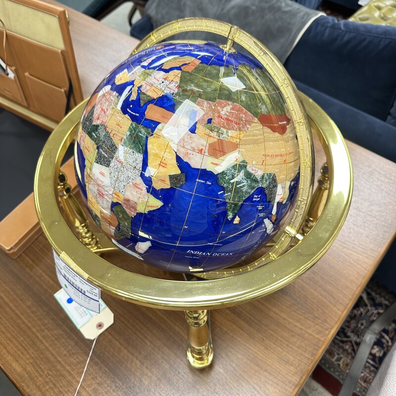 Tabletop Semiprecious Globe, with Metal Stand... gorgeous colors!
Size: 18in