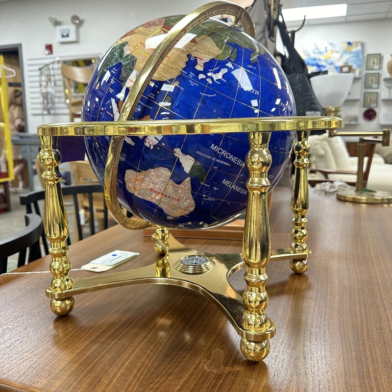 Tabletop Semiprecious Globe, with Metal Stand... gorgeous colors!
Size: 18in