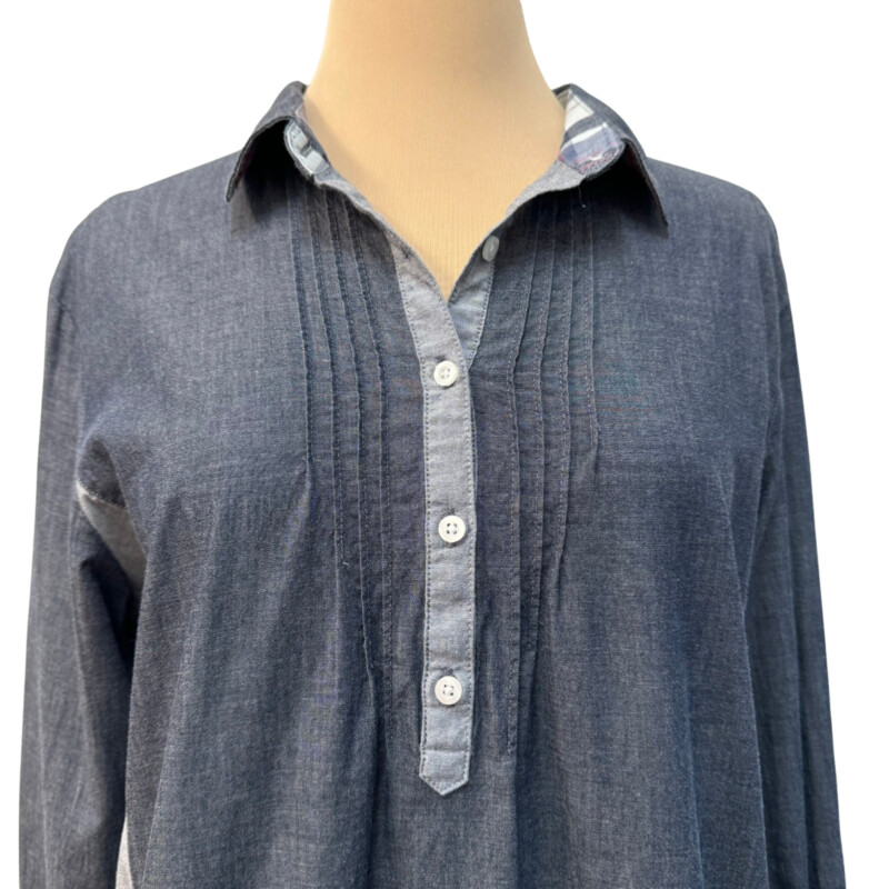 KÜHL Longsleeve Shirt Dress<br />
Organic Cotton & Tencel Blend<br />
Roll Tab Sleeves<br />
Light Gray and Charcoal<br />
Size: XL