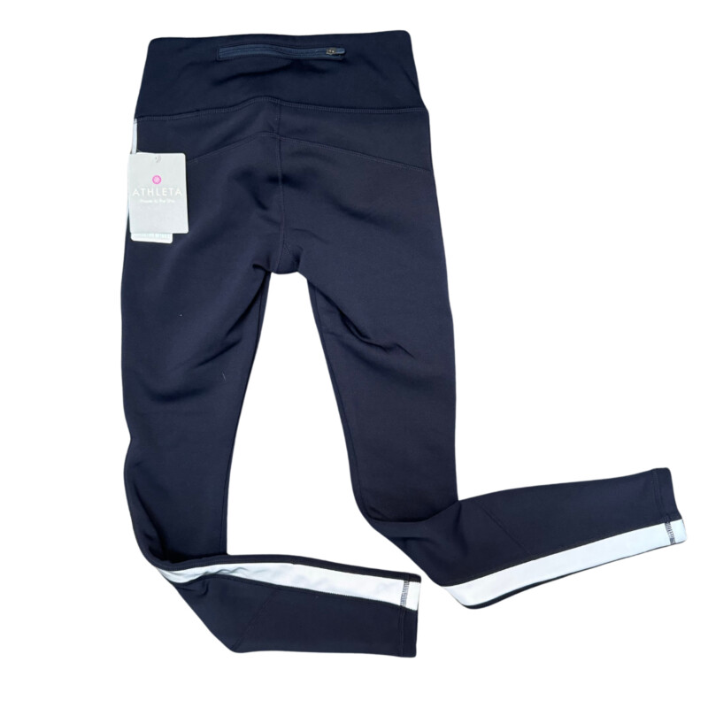 New Athleta Street to Summit Tights<br />
With Reflective Details<br />
Navy and Gray<br />
Size: XXS<br />
Retails for $98.00