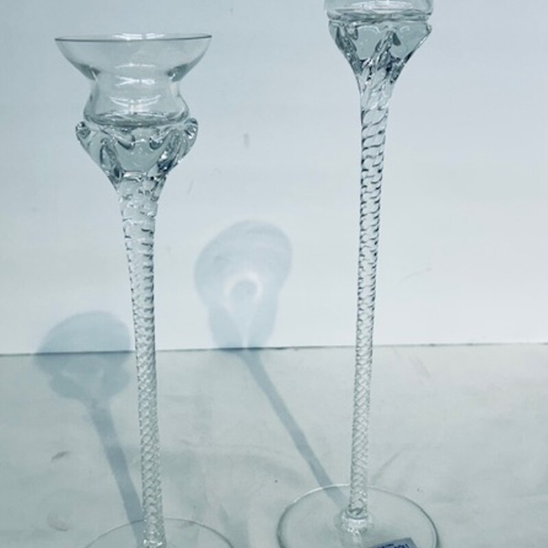 Set of 2 Toscany Twist Stem Candleholders
Clear, Size: 3x12H