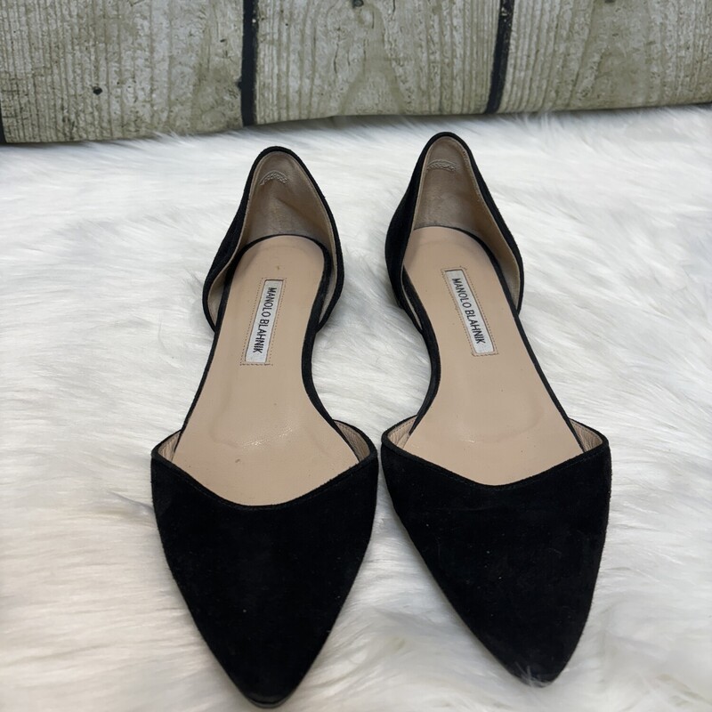 Manolo Blahnik, Blk Sued, Size: 39 1/2