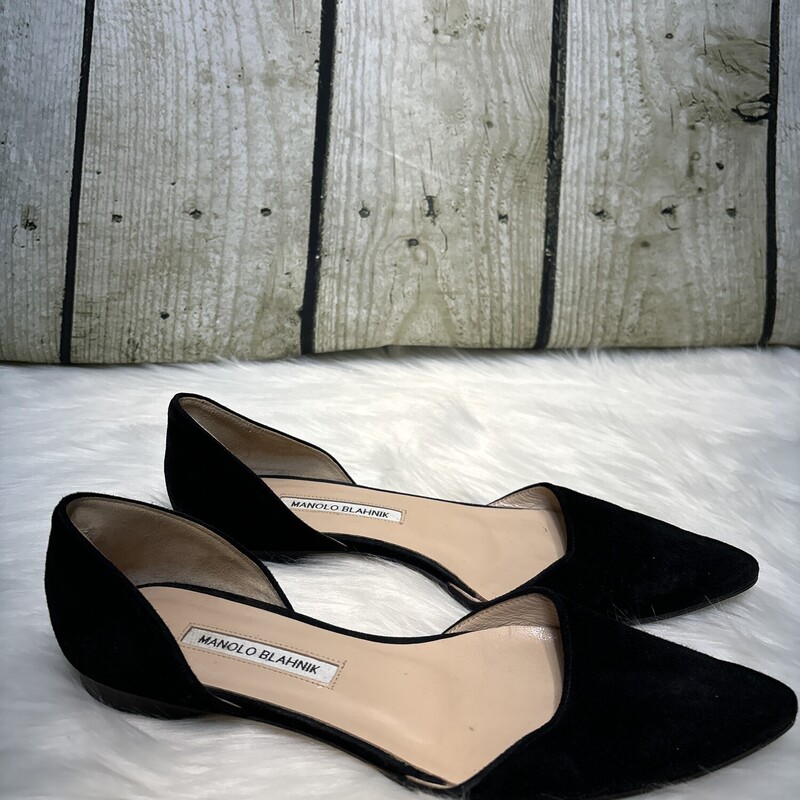 Manolo Blahnik, Blk Sued, Size: 39 1/2