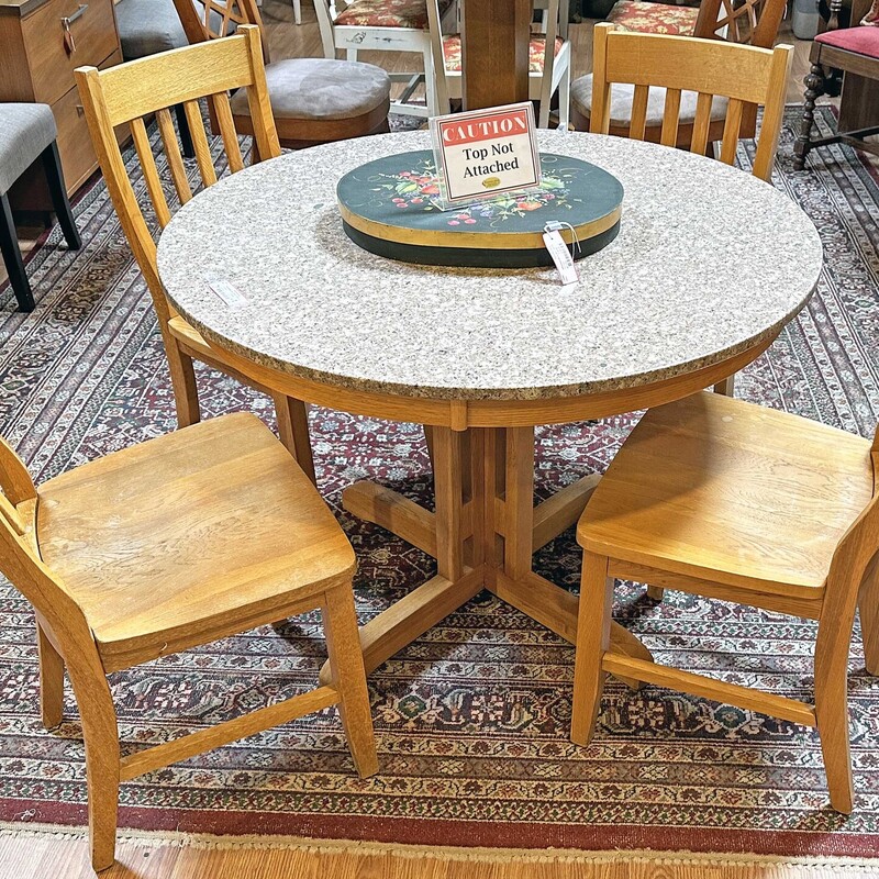 Rd Granite Top Table 4 Chairs
Oak Chairs and Base
42 Round, 30 High