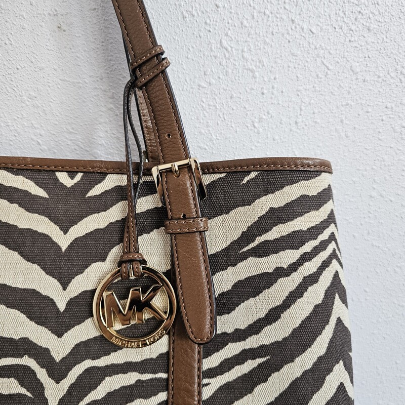 Michael Kors Zebra, BrnCrm, Size: Tote