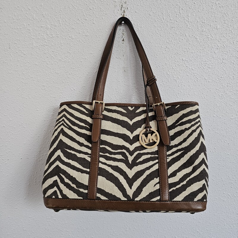 Michael Kors Zebra, BrnCrm, Size: Tote