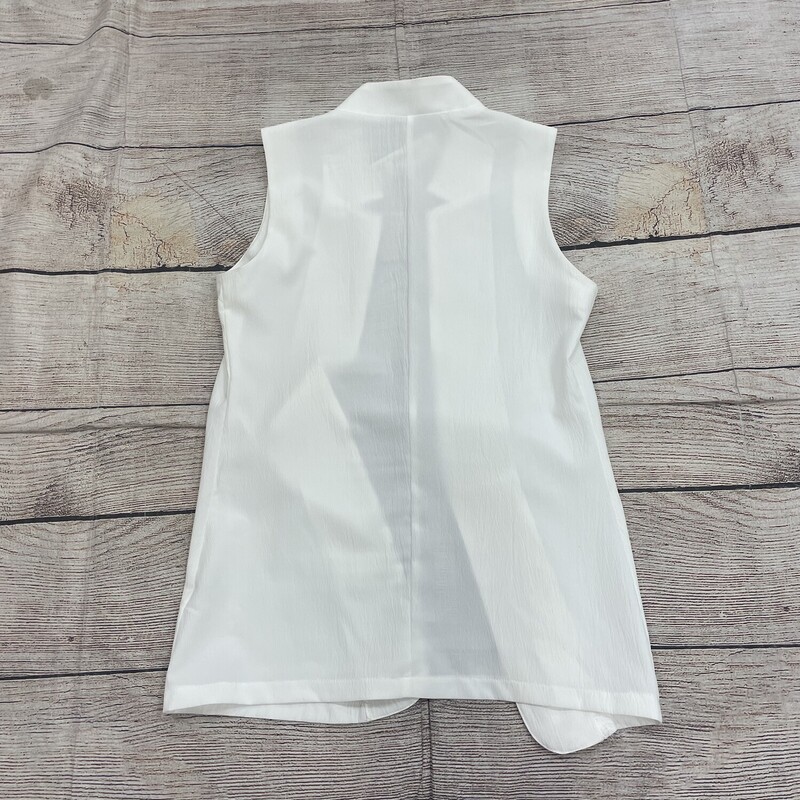 White short sleeve longer vest highcollar Size Medium