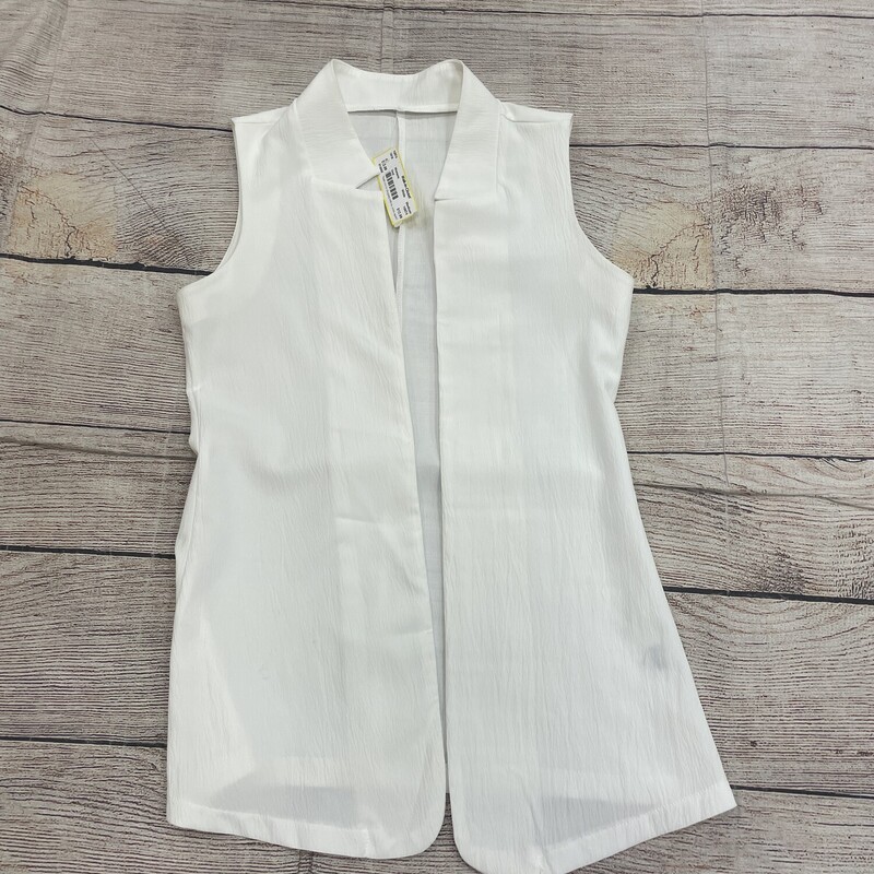 White short sleeve longer vest highcollar Size Medium