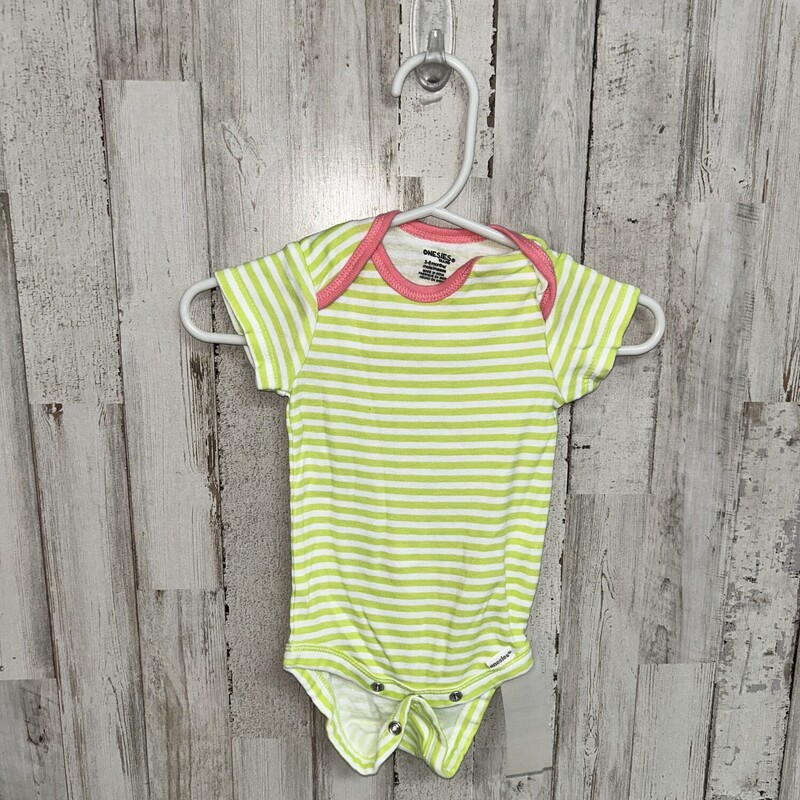 3/6M Lime Striped Onesie