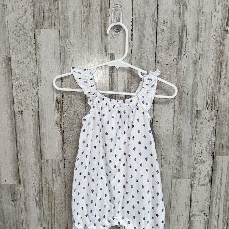 9/12M White/Blue Printed, White, Size: Girl 6-12m