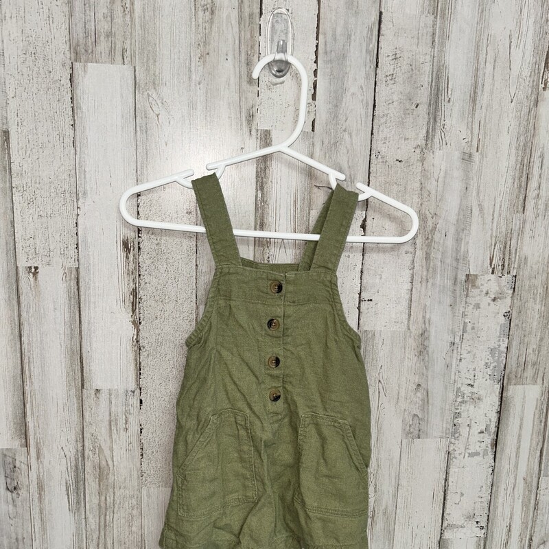 6/12M Olive Button Romper, Green, Size: Girl 6-12m