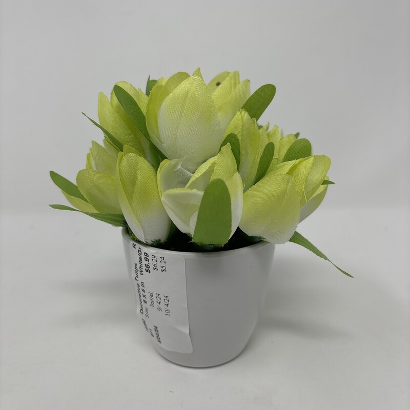 Decorative Tulips,
White/Green,
Size: 6 X 5 In