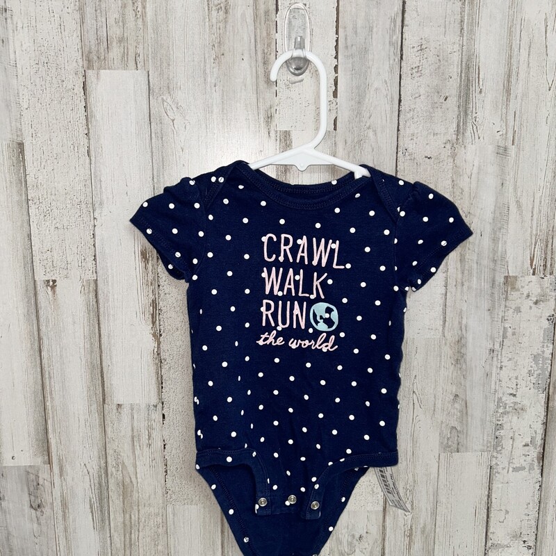 9M Crawl Walk Run Onesie, Navy, Size: Girl 6-12m