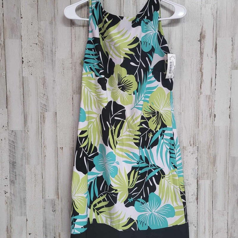 Sz6 Teal Palm Print Dress