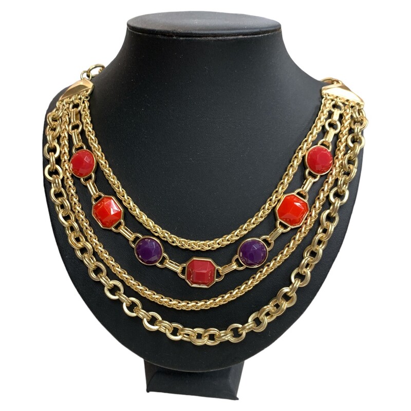 Necklace Layered, Gold/mul, Size: None