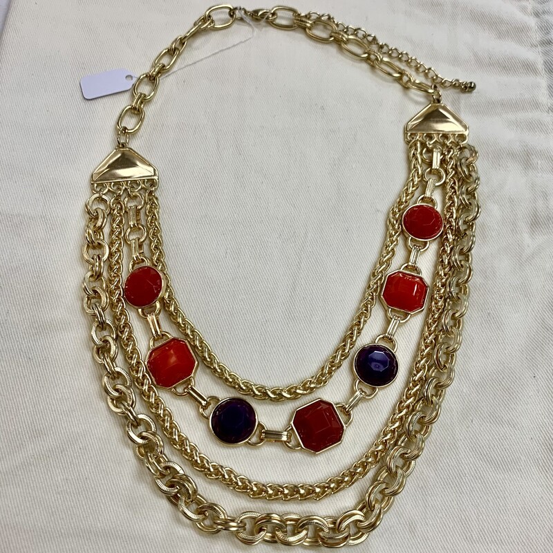 Necklace Layered, Gold/mul, Size: None