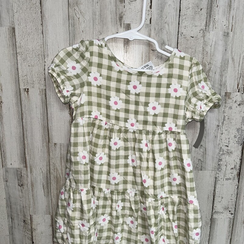 2T Green Plaid Flower Dre, Green, Size: Girl 2T