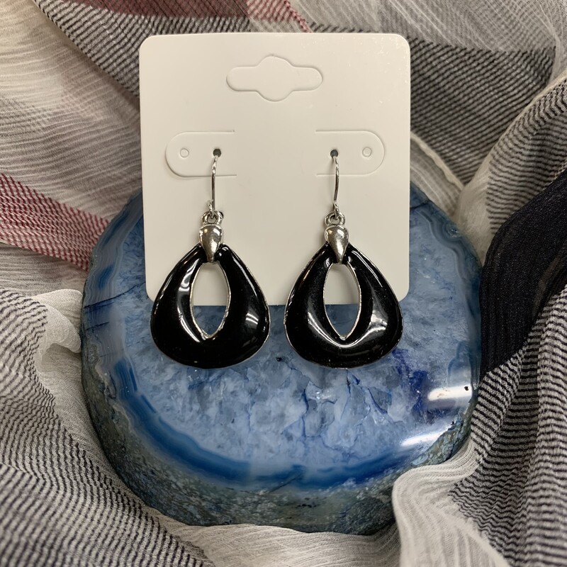 Earrings, Black/sl, Size: None