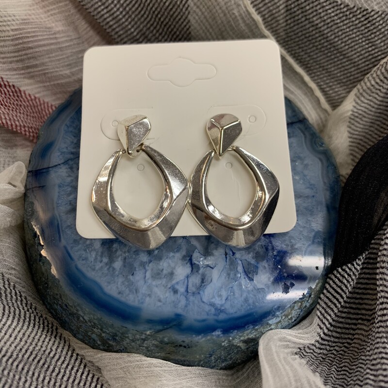 Earrings, Silver, Size: None