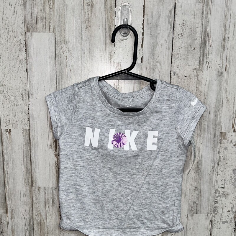 3T Grey Flower Logo Tee, Grey, Size: Girl 3T