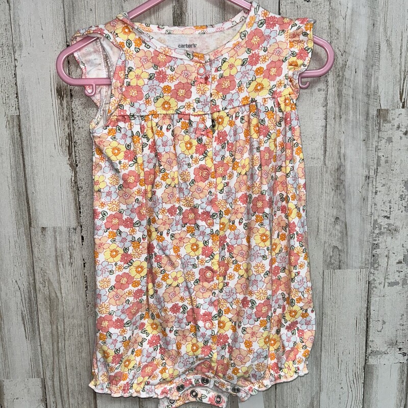 18M Orange Floral Romper, Orange, Size: Girl 18-24