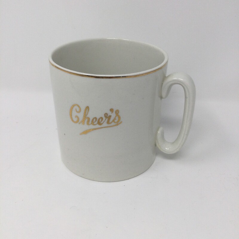 Cheers Mug,
Cream/Gold,
Size: 4 X 4 In