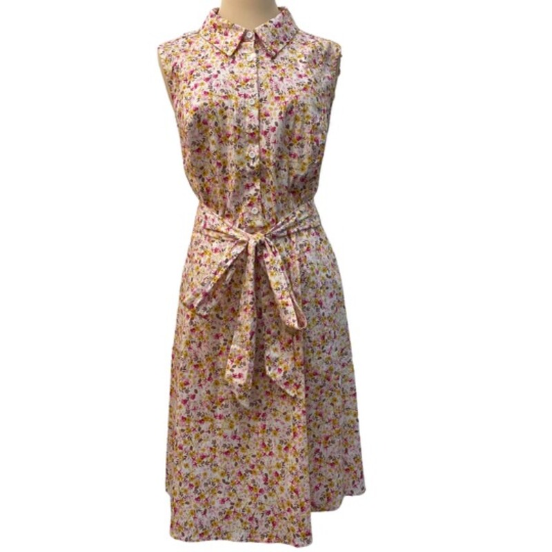 NEW Torrid Floral Dress<br />
Cotton Blend<br />
Belted Waist<br />
Pink, White, Brown and Yellow<br />
Size: 2X