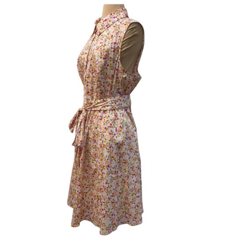 NEW Torrid Floral Dress<br />
Cotton Blend<br />
Belted Waist<br />
Pink, White, Brown and Yellow<br />
Size: 2X