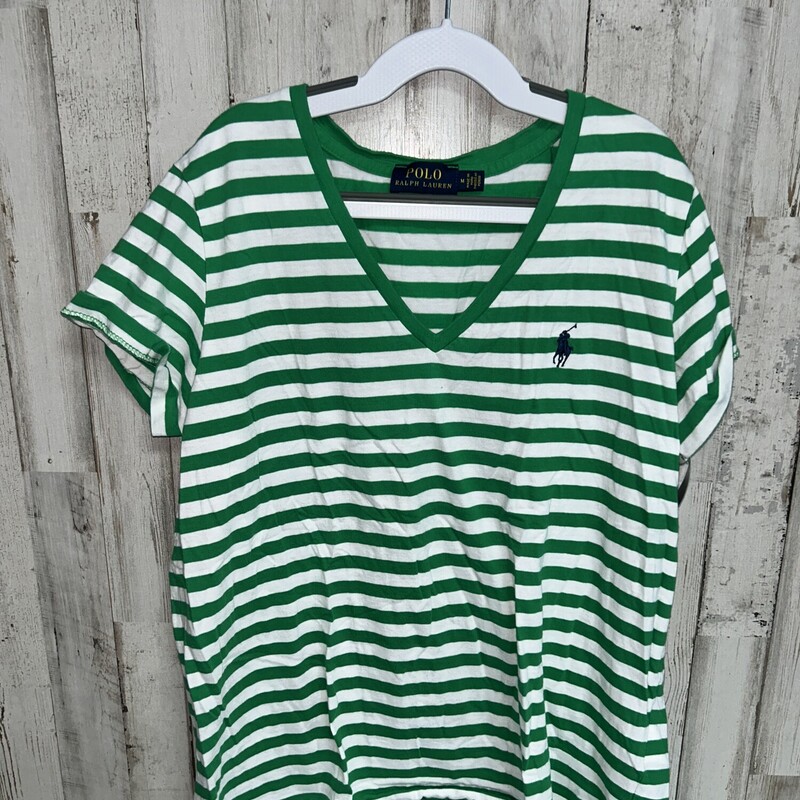 M Green Striped Logo Tee