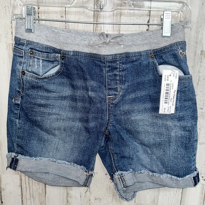 14 Drawstring Denim Short, Blue, Size: Girl 10 Up