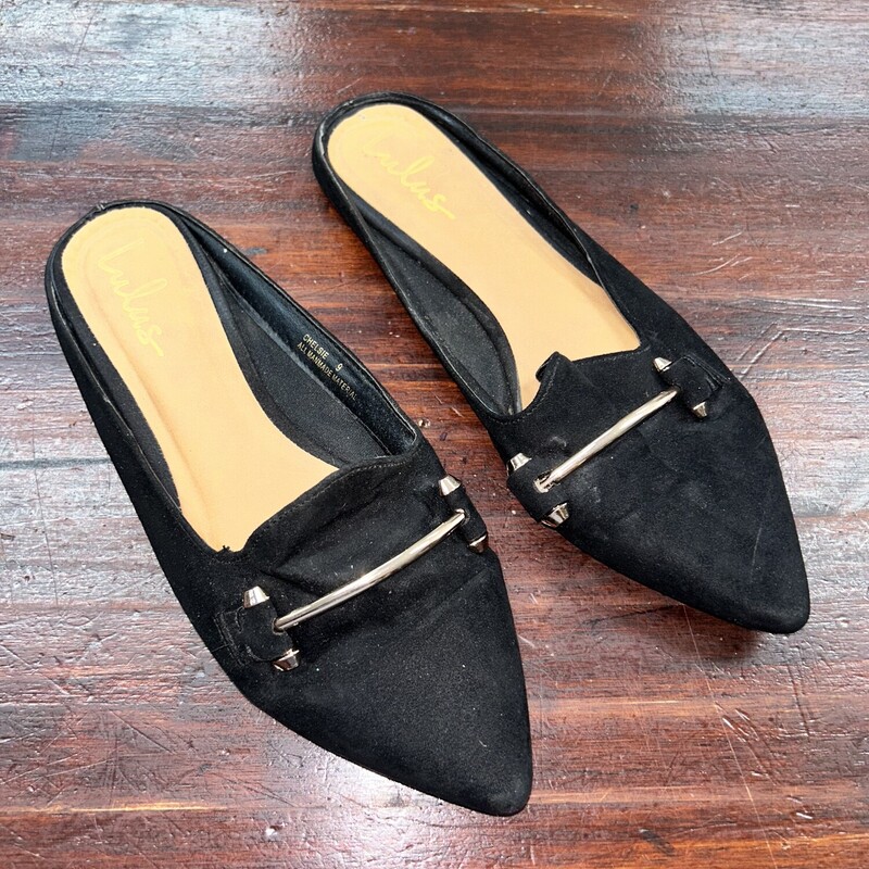 9 Black Buckle Flats