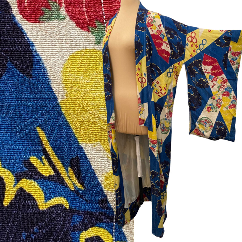 Vintage Silk Kimono
It is Truly a Piece of Art!
Yellow, Blue, Red, White and Green