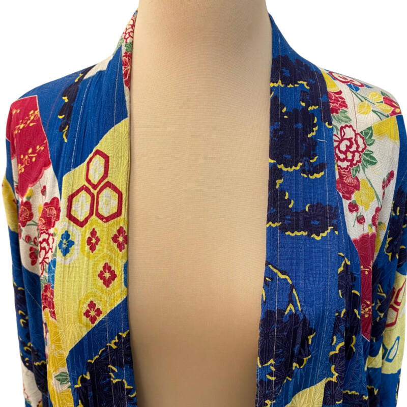 Vintage Silk Kimono<br />
It is Truly a Piece of Art!<br />
Yellow, Blue, Red, White and Green