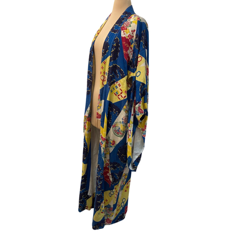 Vintage Silk Kimono<br />
It is Truly a Piece of Art!<br />
Yellow, Blue, Red, White and Green