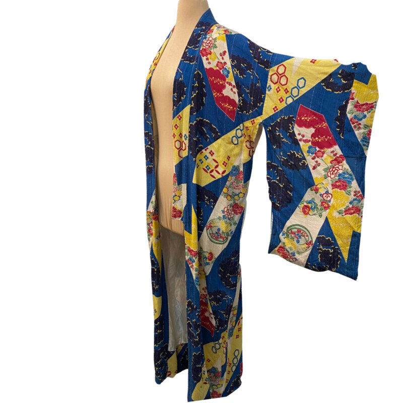 Vintage Silk Kimono
It is Truly a Piece of Art!
Yellow, Blue, Red, White and Green