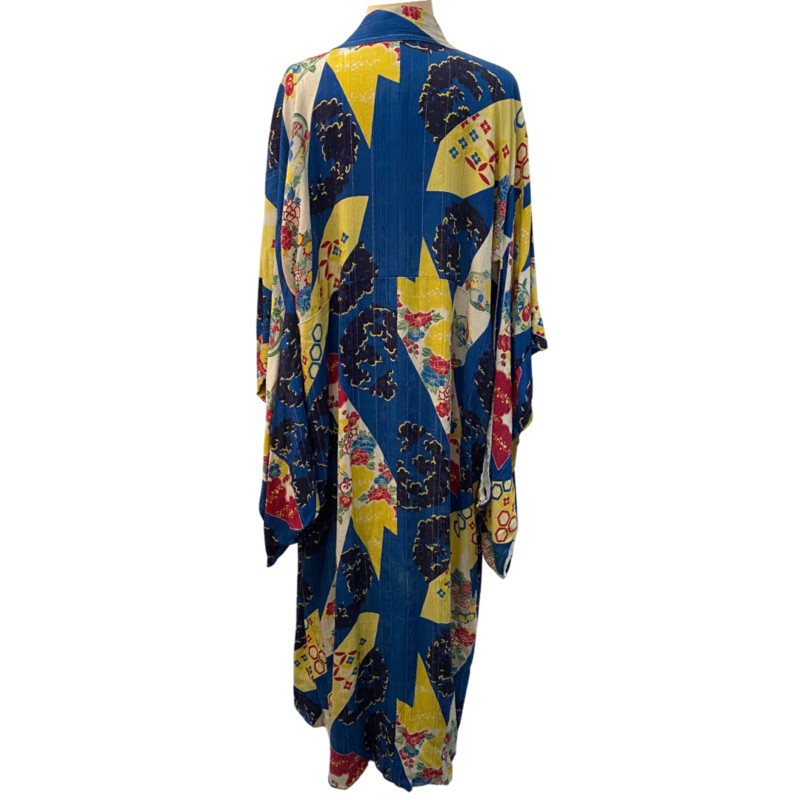 Vintage Silk Kimono<br />
It is Truly a Piece of Art!<br />
Yellow, Blue, Red, White and Green