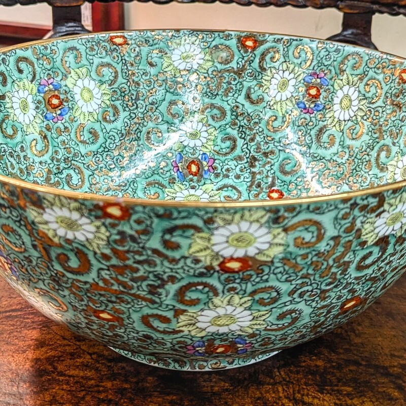 Asian Floral Gold Rim Bowl
Green Gold Multicolored Size: 12 x 5.5H